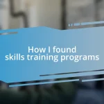 How I found skills training programs