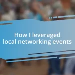 How I leveraged local networking events