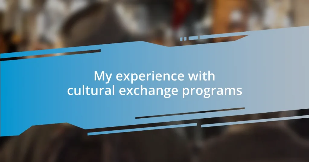 My experience with cultural exchange programs