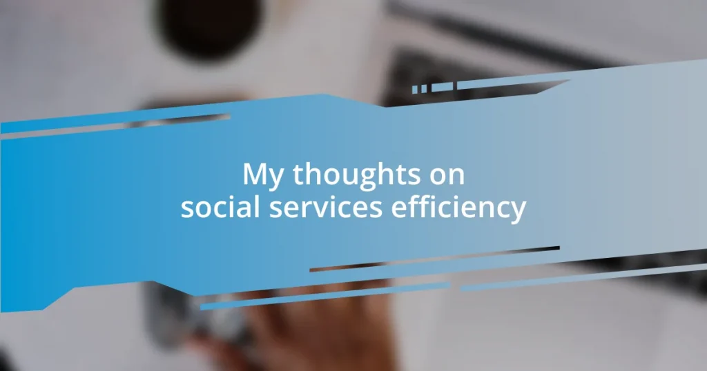 My thoughts on social services efficiency