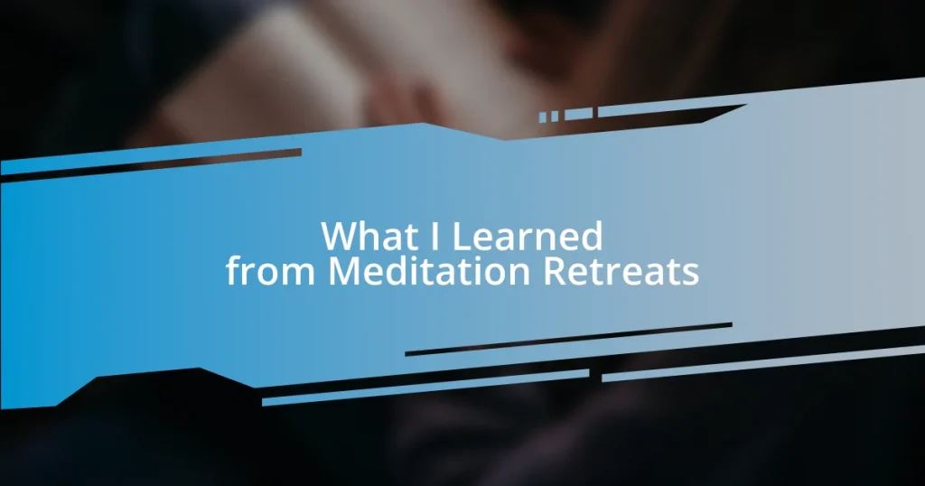 What I Learned from Meditation Retreats