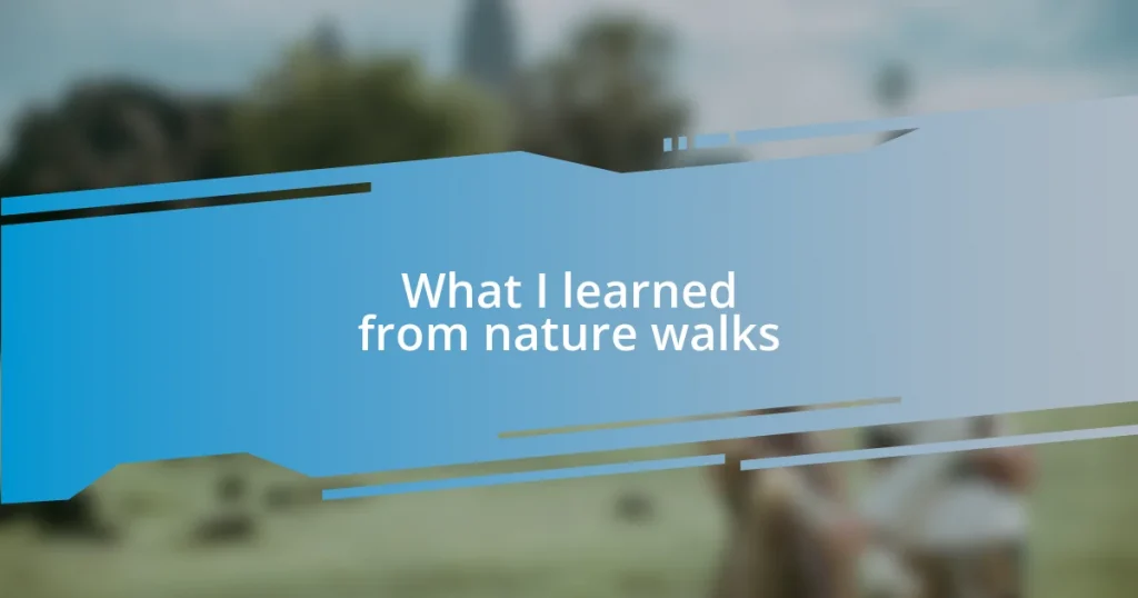 What I learned from nature walks